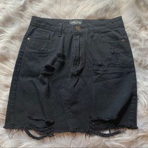 Black denim skirt